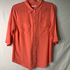 Equipment Short Sleeve Coral Blouse L
